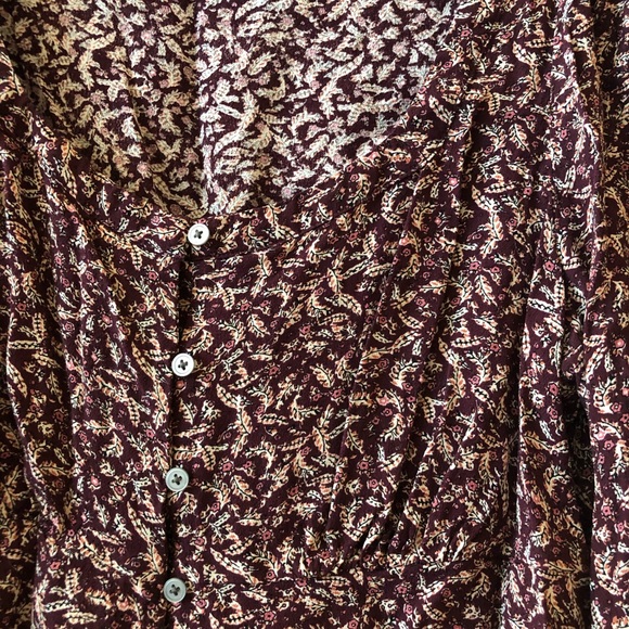 loft peasant blouse button up smocked wrists very feminine size medium - Picture 6 of 8